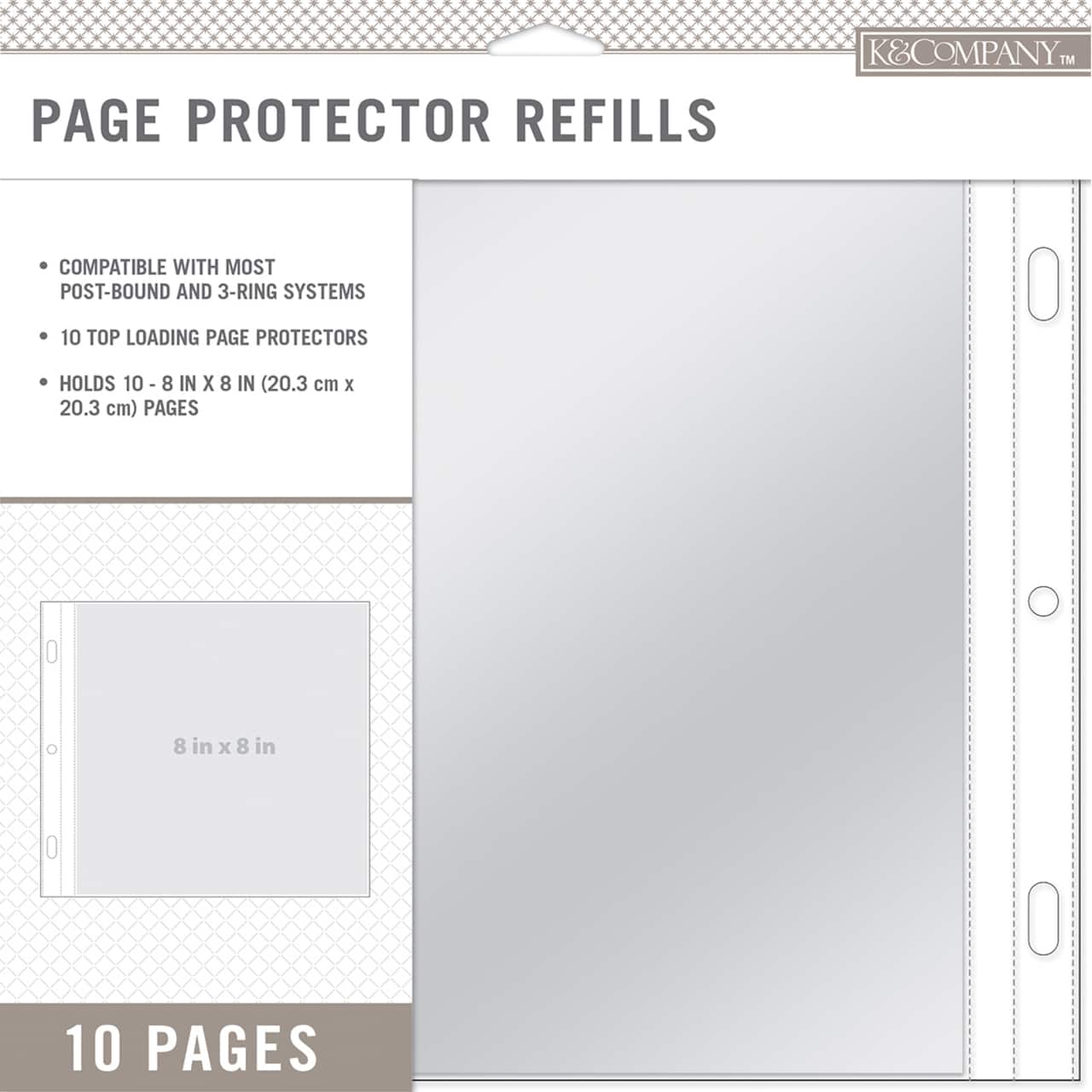 K&#x26;Company&#x2122; 8&#x22; x 8&#x22; Page Protector Refill Pages